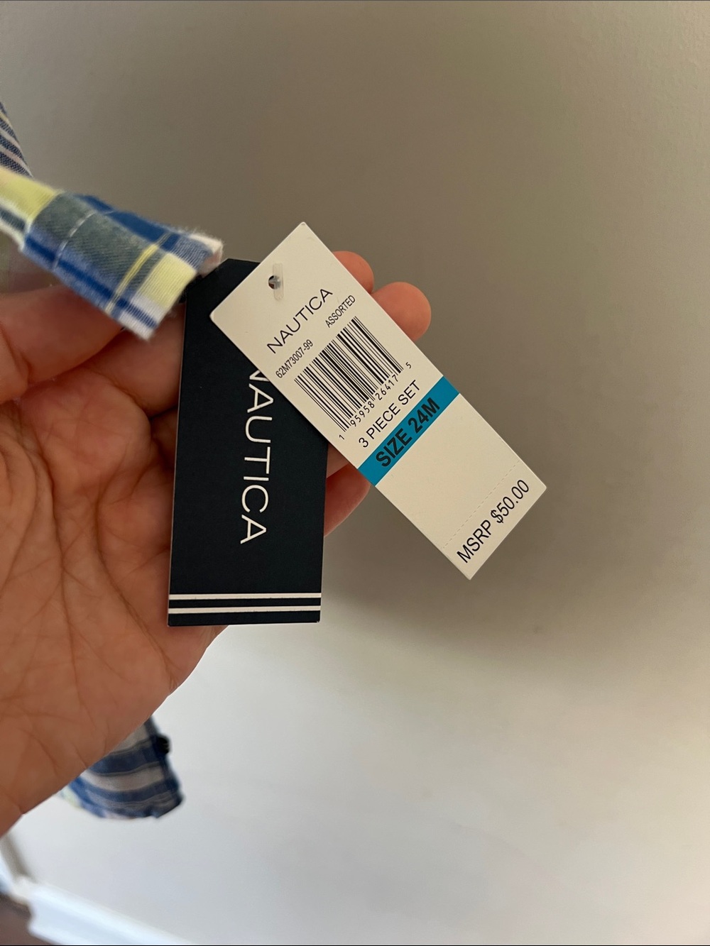 Nautica Boys Blue Plaid Short Sleeve Button-Down - Picture 2 of 2